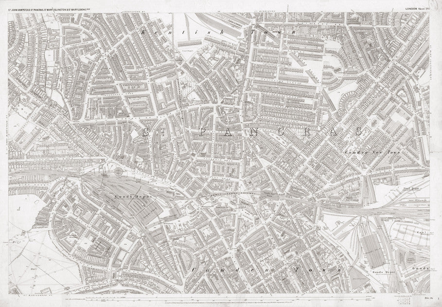 London 1872 Ordnance Survey Map - Sheet XVI - St Pancras