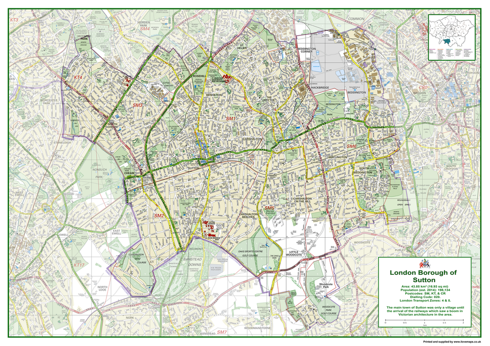 Sutton London Borough Map– I Love Maps