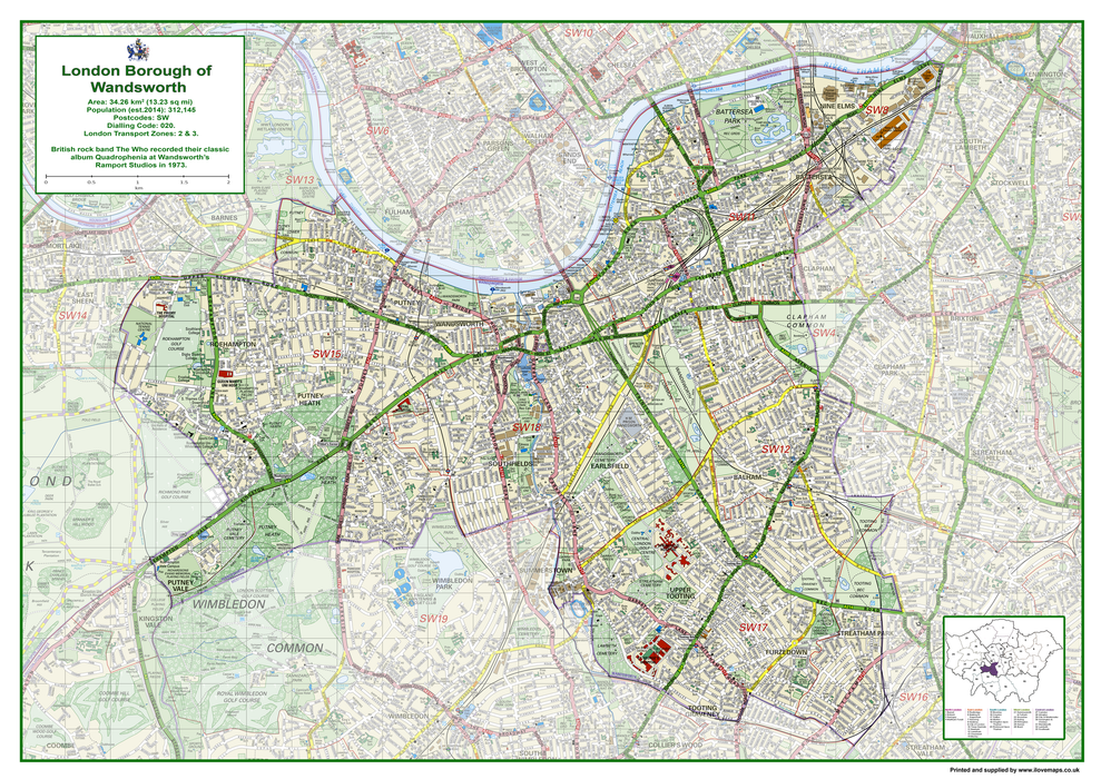 Wandsworth London Borough Map– I Love Maps