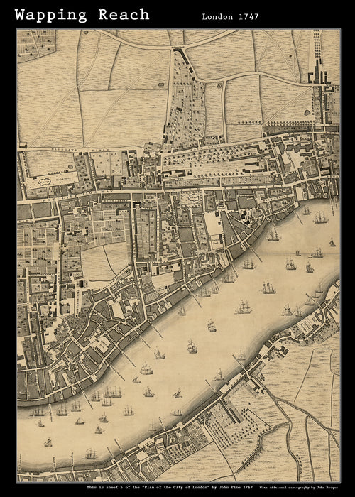 John Rocques New Map of London 1746 Wapping Reach - size A2