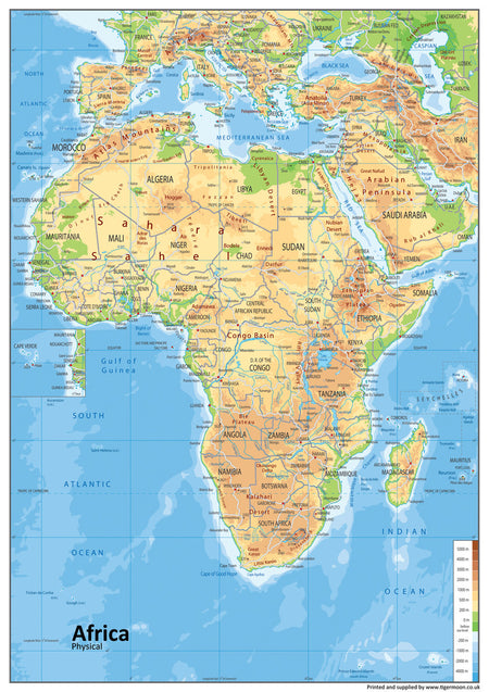 Africa is a continent is surrounded by the Mediterranean Sea to the north, the Isthmus of Suez and the Red Sea to the northeast, the Indian Ocean to the southeast and the Atlantic Ocean to the west. Algeria is Africa's largest country by area, and Nigeria is its largest by population. African nations cooperate through the establishment of the African Union, which is headquartered in Addis Ababa.