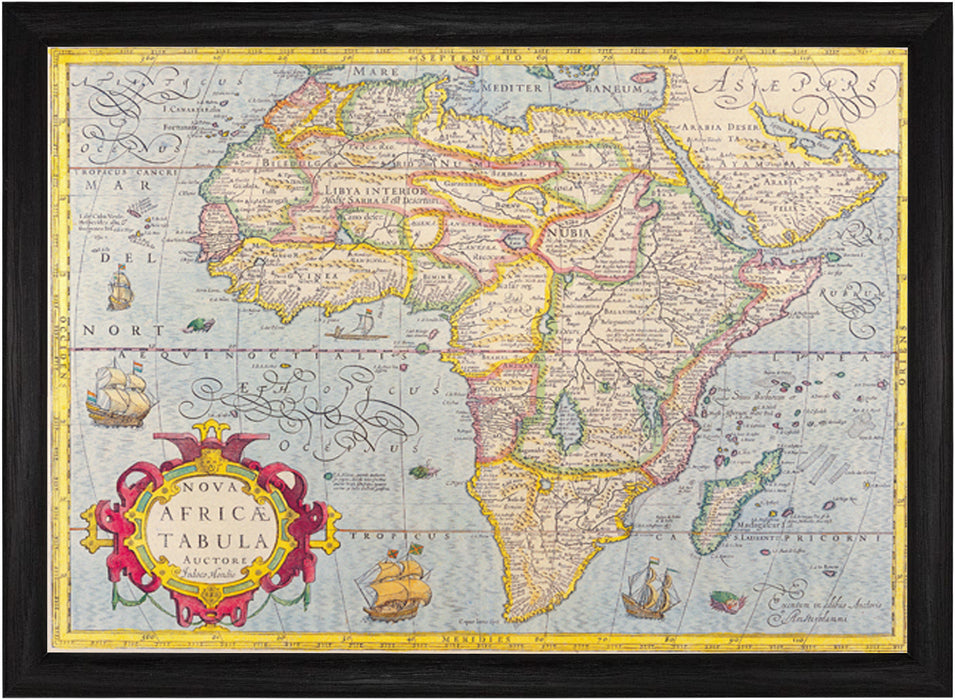 Antique 1606 Map of Africa by Jodoco Hondio