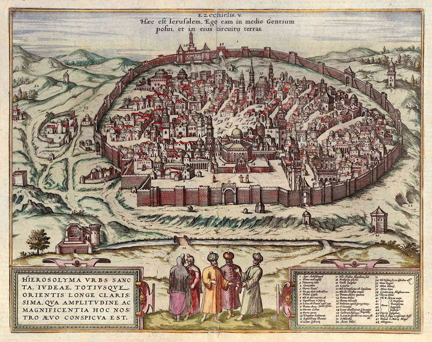 1582 - Map of Jerusalem by Georg Braun and Frans Hogenberg