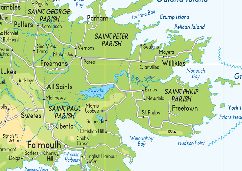 Antigua Physical Map