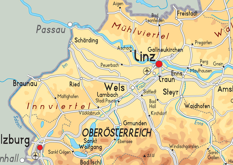 Austria Physical Map