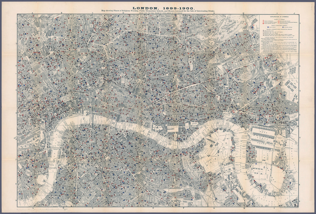 Charles Booth London Poverty Map 1899-1900 - Schools & Churches