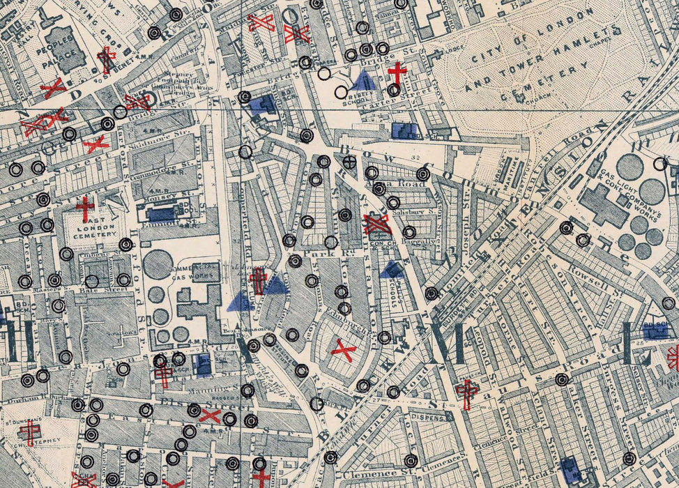 Charles Booth London Poverty Map 1899-1900 - Schools & Churches