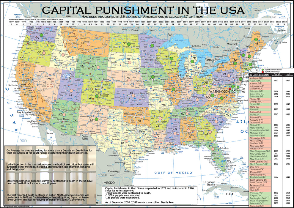 Capital Punishment in the USA Thematic Map
