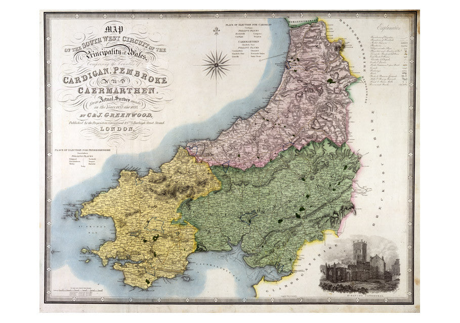 1834 - Map Of Cardigan by C.J Greenwood