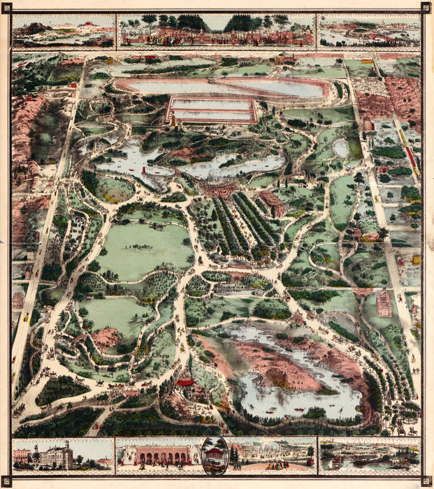 Antique Map of New York City's Central Park - 1860