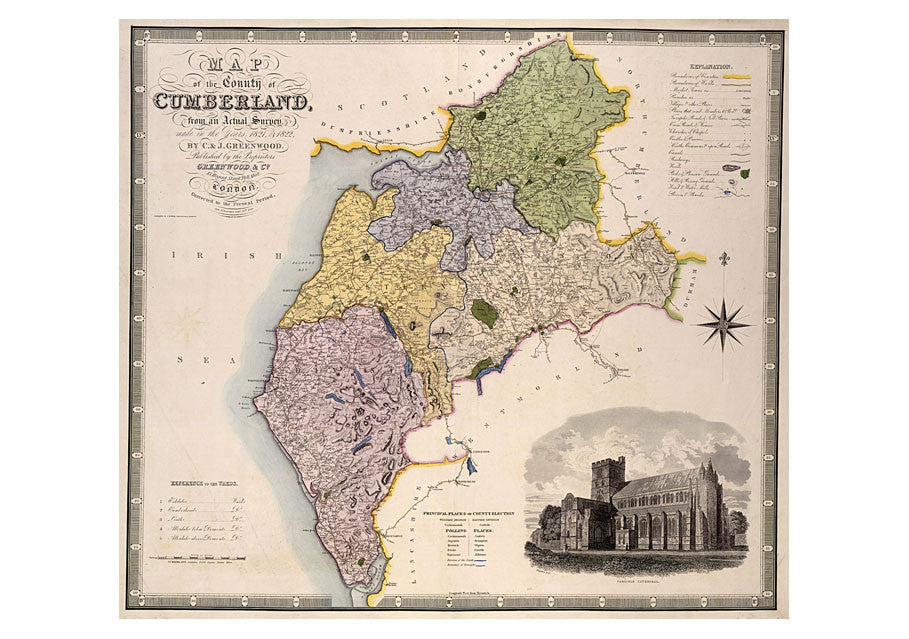 1830 - Map Of Cumberland by C.J Greenwood