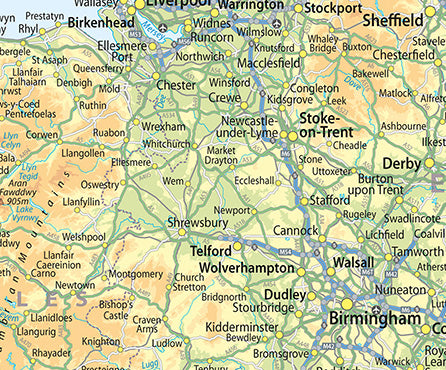 England and Wales map - size 100 x 84cm