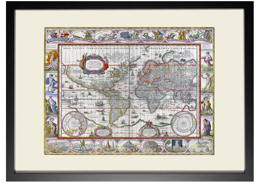 Antique 1635 World Map by Willem Blaeu