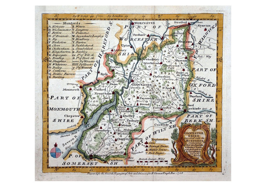 1780 - Map Of Gloucester by Emanuel Bowen