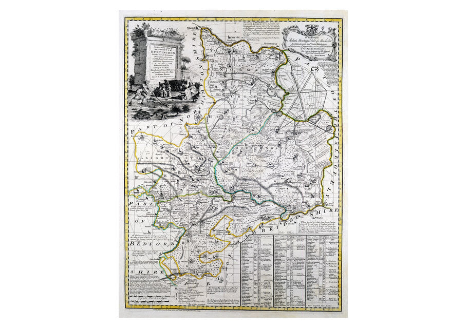 1749 - Map Of Huntingdon by Emanuel Bowen