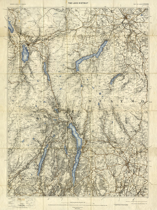 The Lake District Ordnance Survey Map - 1900