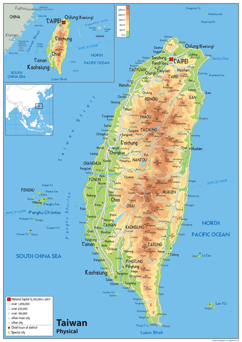 Taiwan Physical Map