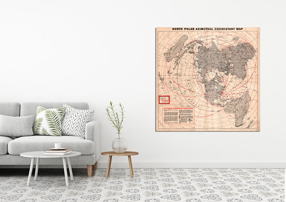 1950 - North Polar Azimuthal Equidistant Projection Map