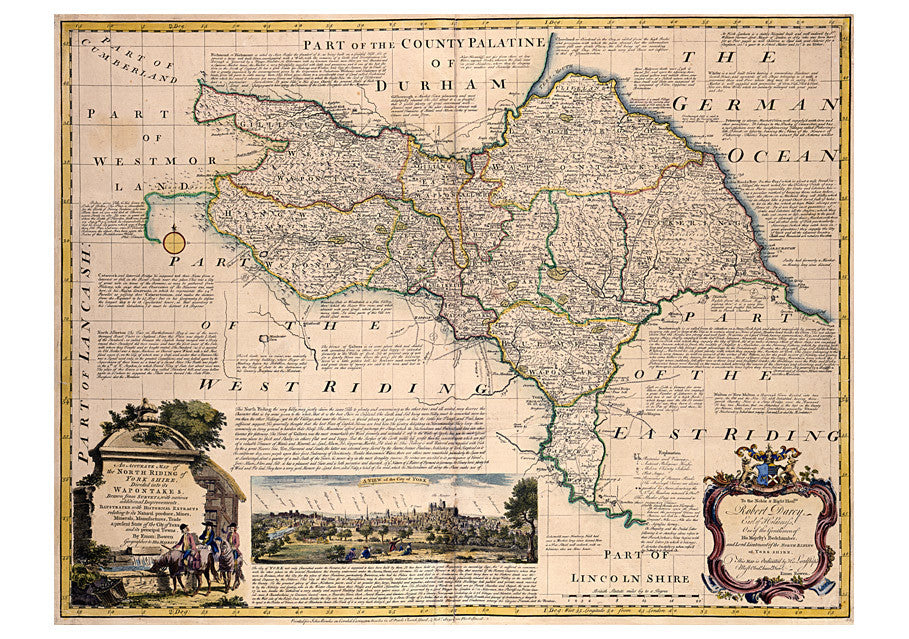1760 - Map Of North Riding by Emanuel Bowen