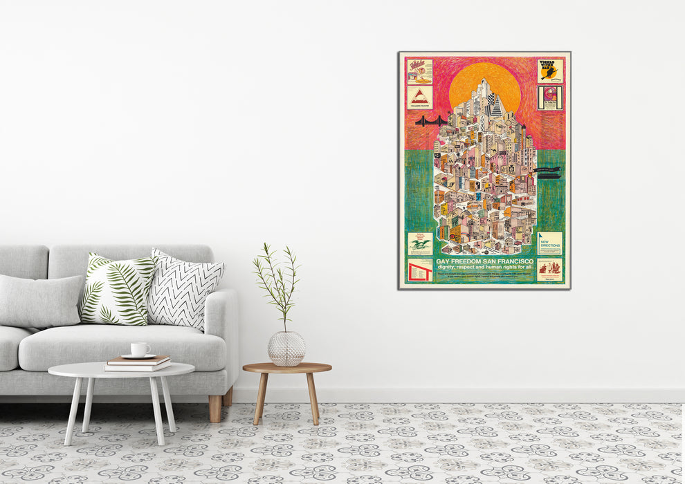 1980's Pictoral Gay Freedom in San Francisco Map Art