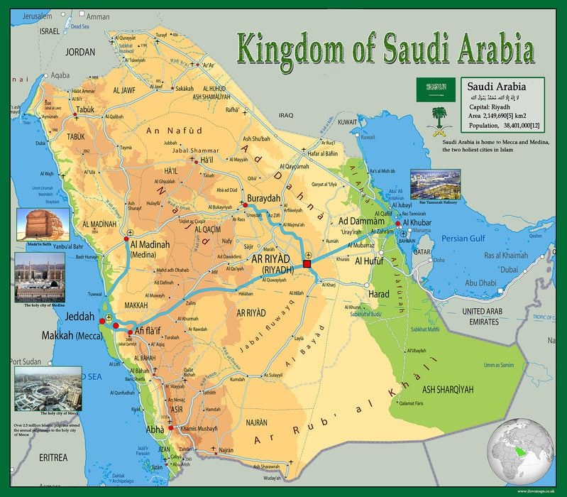 Saudi Map Rvt Illustrated Map of Saudi Arabia– I Love Maps