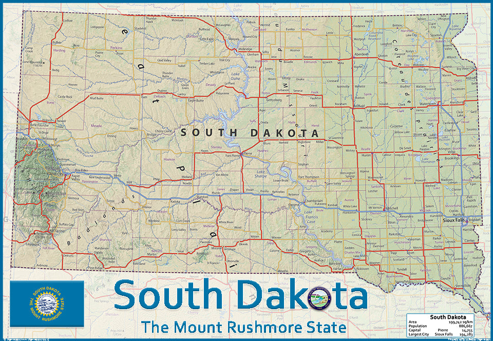 South Dakota State Map I Love Maps
