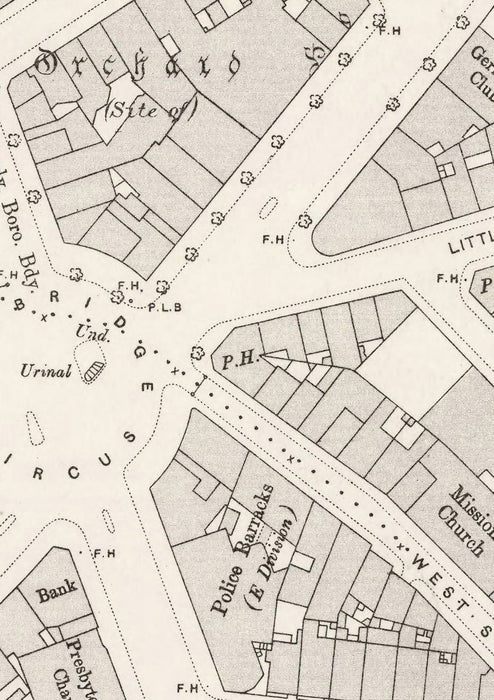 St Giles & Charing Crossroads 1894 Map (100cm x 74cm )