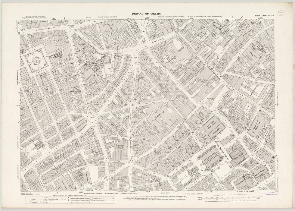 St Giles & Charing Crossroads 1894 Map (100cm x 74cm )