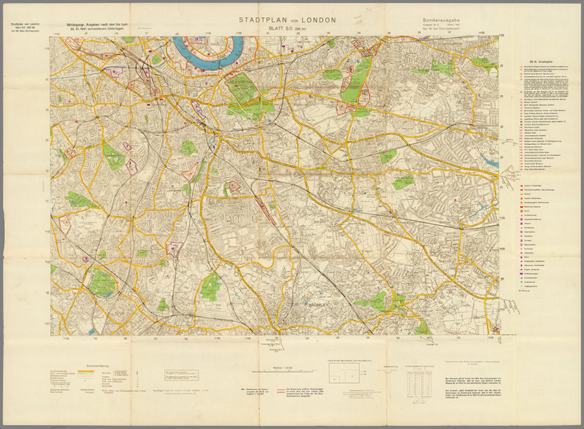 1941 German South London Military Map
