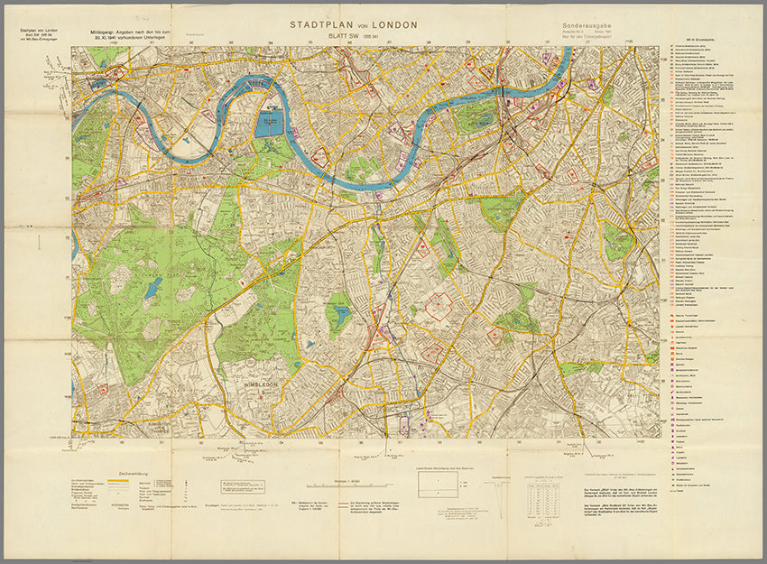 1941 German South West London Military Map