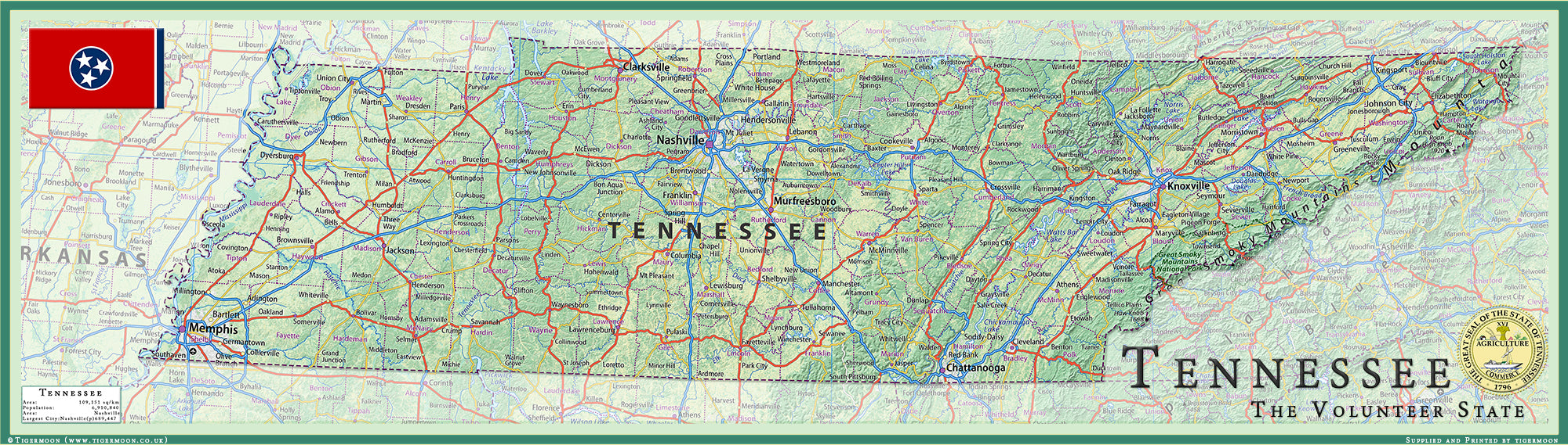 Tennessee Physical State Map